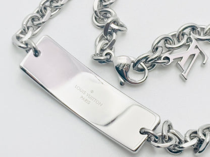 LOUIS VUITTON M00681 Monogram Bold Bracelet, Silver