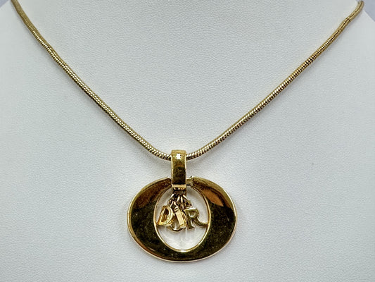 Dior Cannage Vintage Necklace, Gold Color