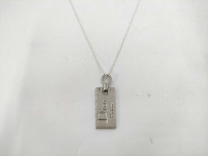 Dior Silver Bar Necklace with Dior Logo