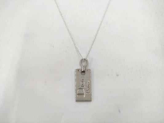 Dior Silver Bar Necklace with Dior Logo