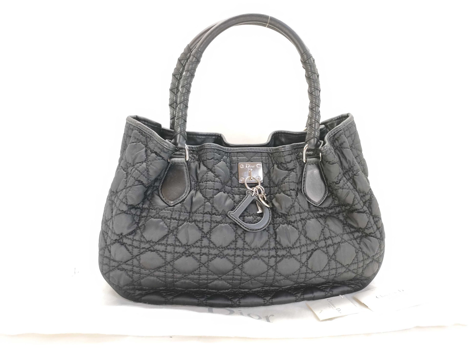 Dior HK-Dior 06-BO-0048 Cannage Satin Black Tote Bag
