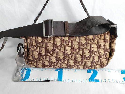 Dior Trotter Christian Dior Trotter Canvas and Leather Shoulder Bag, Beige
