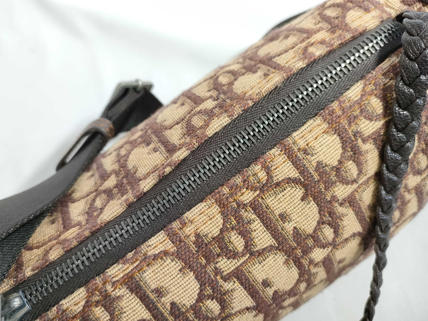 Dior Trotter Christian Dior Trotter Canvas and Leather Shoulder Bag, Beige