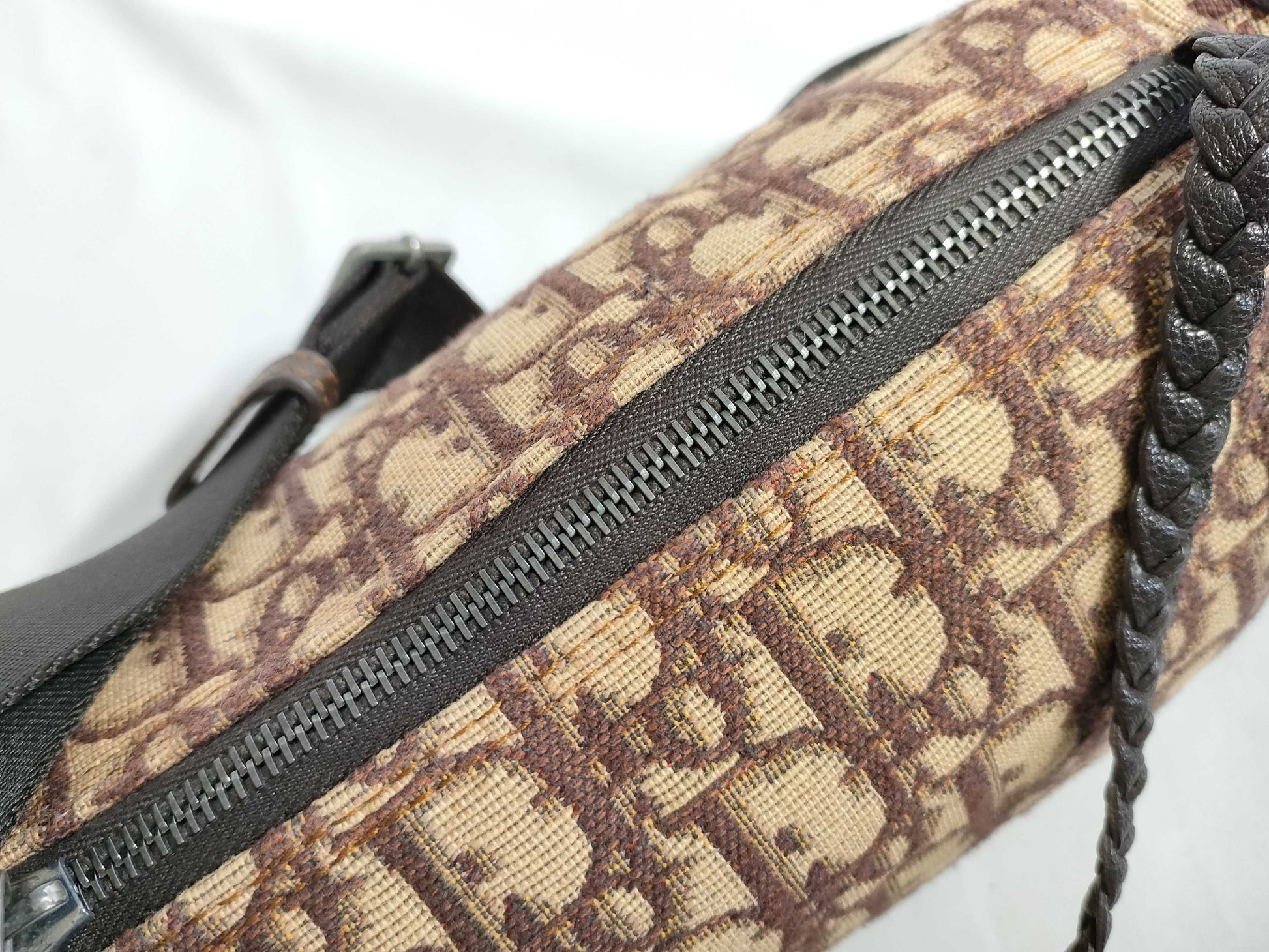 Dior Trotter Christian Dior Trotter Canvas and Leather Shoulder Bag, Beige