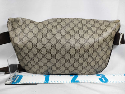 GUCCI GG Supreme Beige Body Bag PVC x Leather 211110 Waist Bag