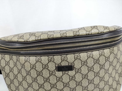 GUCCI GG Supreme Beige Body Bag PVC x Leather 211110 Waist Bag