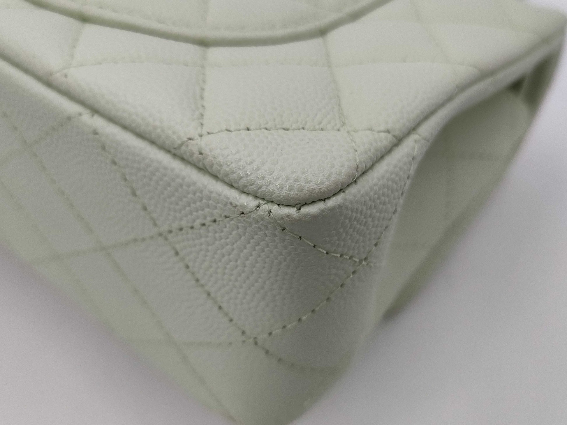 CHANEL CHANEL Matelasse 23 Double Flap Caviar Leather Chain Shoulder Bag Mint Green with Serial Plate