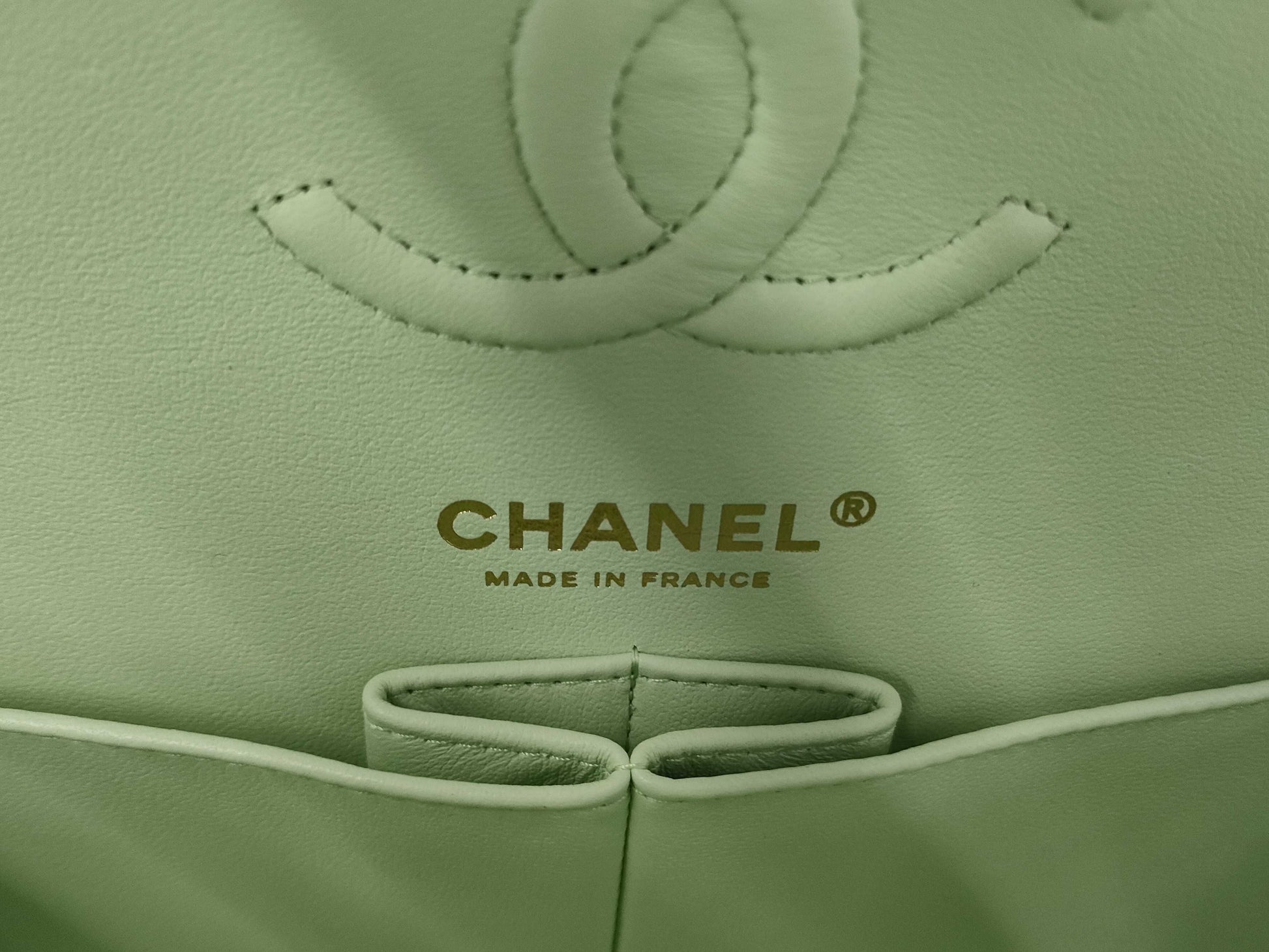 CHANEL CHANEL Matelasse 23 Double Flap Caviar Leather Chain Shoulder Bag Mint Green with Serial Plate