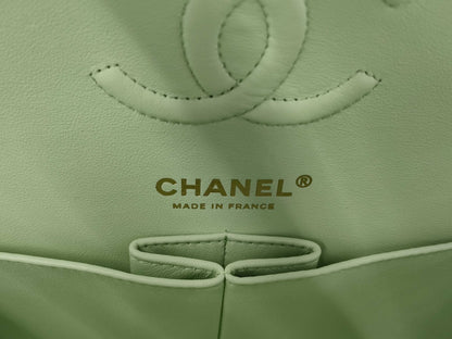CHANEL CHANEL Matelasse 23 Double Flap Caviar Leather Chain Shoulder Bag Mint Green with Serial Plate