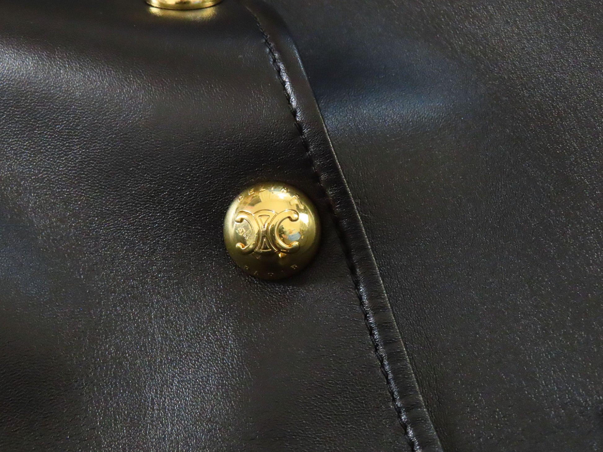 CELINE 2024 Autumn/Winter Claudine Collar Jacket in Soft Lambskin Leather with Triomphe Buttons