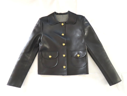 CELINE 2024 Autumn/Winter Claudine Collar Jacket in Soft Lambskin Leather with Triomphe Buttons