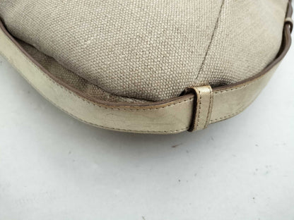 Yves Saint Laurent Mombasa Canvas and Horn Handbag 135202/002122 Beige Shoulder Bag