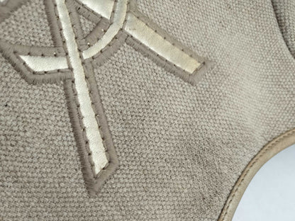 Yves Saint Laurent Mombasa Canvas and Horn Handbag 135202/002122 Beige Shoulder Bag