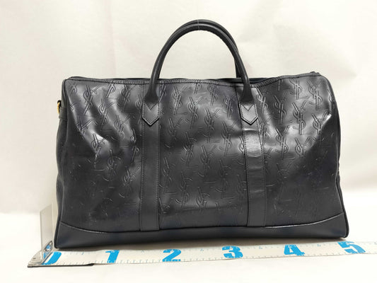 Yves Saint Laurent Leather Boston Bag Navy