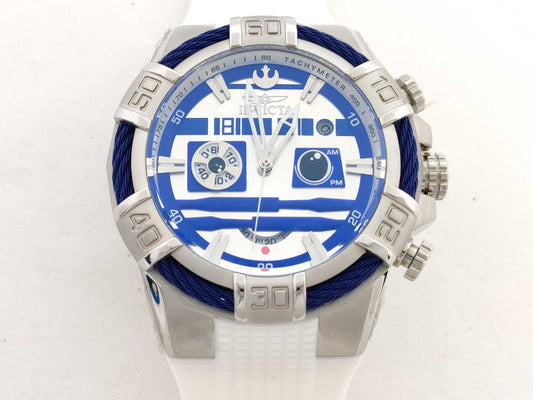 Invicta x Star Wars 26269 0400/1977 Stainless Steel/Rubber/QZ Silver with Blue Dial, Unused/No Operational Guarantee, Men's Watch