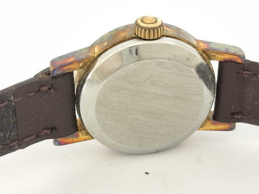 OMEGA De Ville Stainless Steel/GP/Leather/Hand-Wound Gold Dial Women's Watch