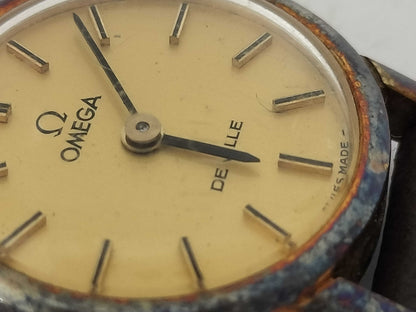 OMEGA De Ville Stainless Steel/GP/Leather/Hand-Wound Gold Dial Women's Watch
