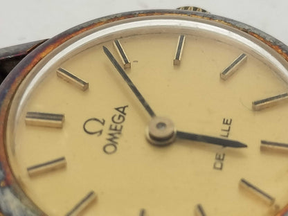 OMEGA De Ville Stainless Steel/GP/Leather/Hand-Wound Gold Dial Women's Watch