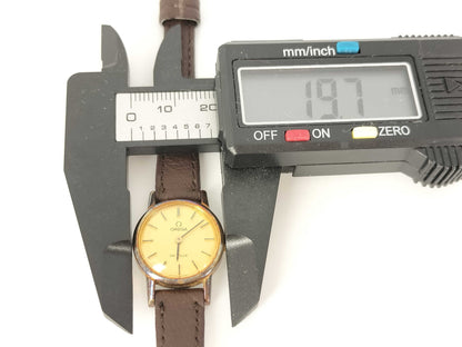 OMEGA De Ville Stainless Steel/GP/Leather/Hand-Wound Gold Dial Women's Watch