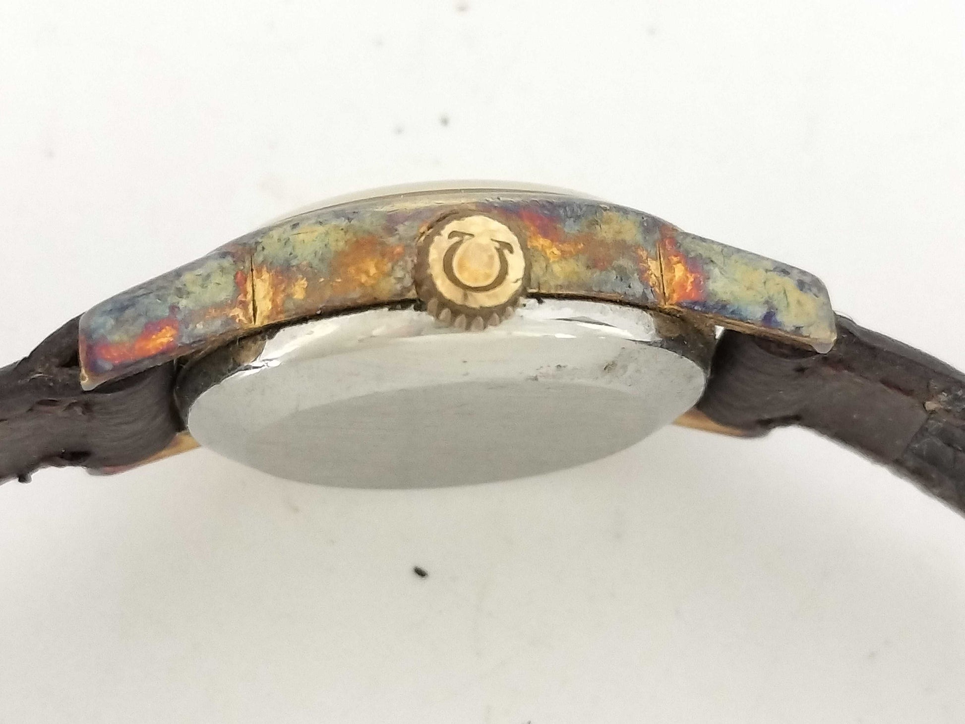 OMEGA De Ville Stainless Steel/GP/Leather/Hand-Wound Gold Dial Women's Watch