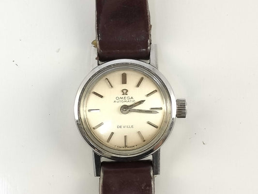 OMEGA De Ville Stainless Steel/Leather/AT Silver Dial Women's Watch