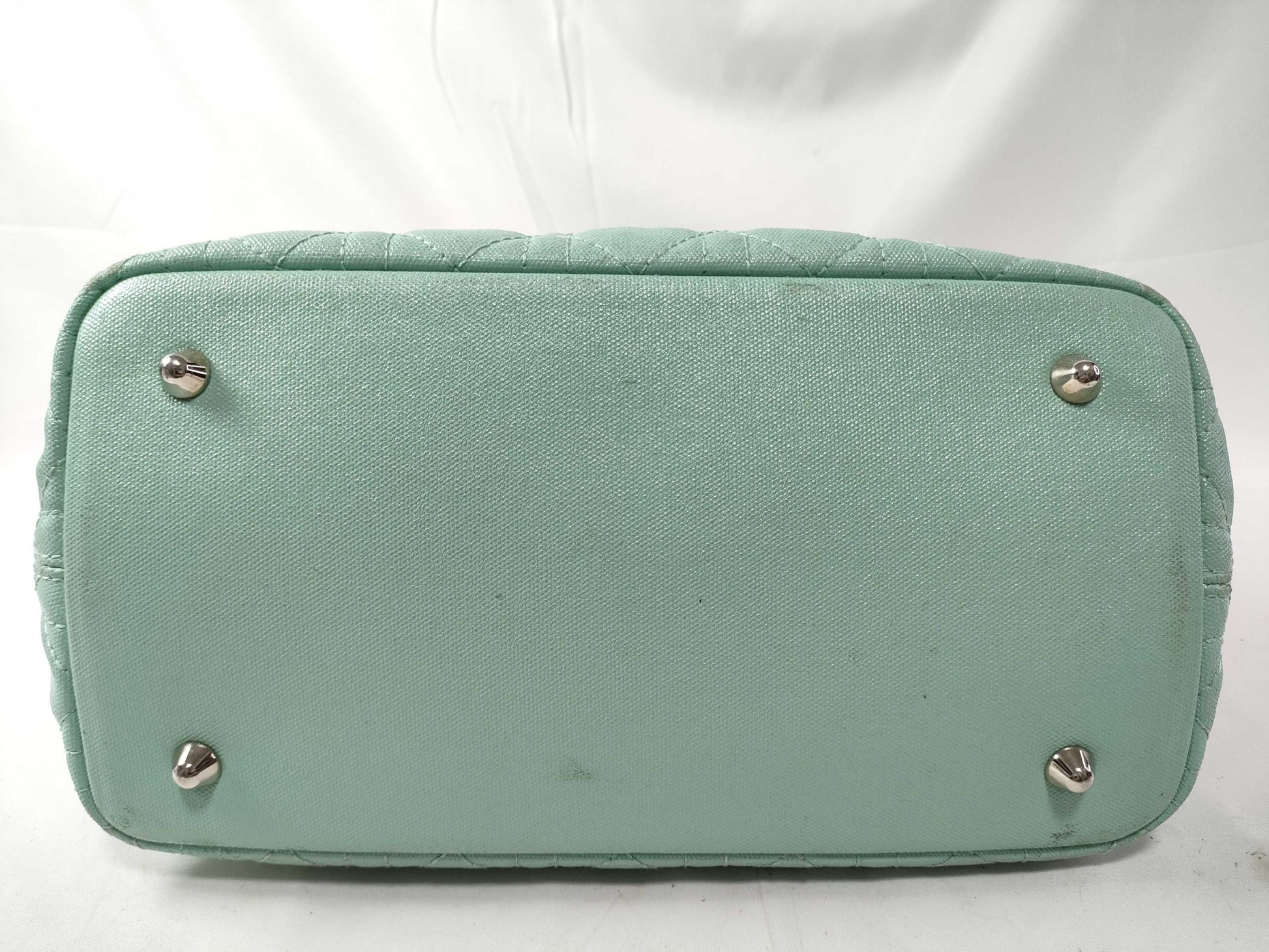 Dior Christian Dior Cannage Leather Handbag 01-BO-0172 Light Blue Tote Bag