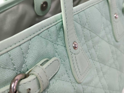Dior Christian Dior Cannage Leather Handbag 01-BO-0172 Light Blue Tote Bag