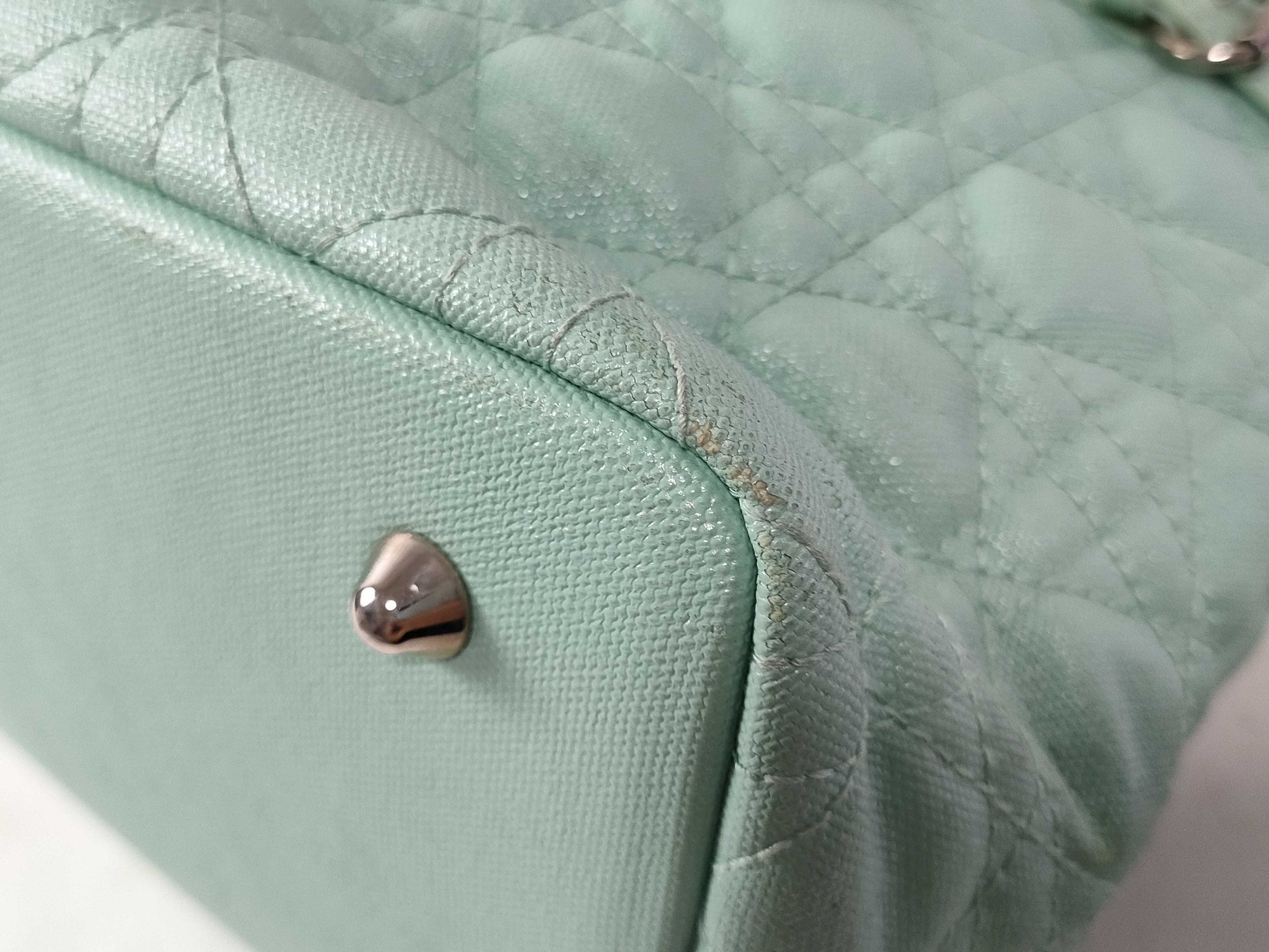 Dior Christian Dior Cannage Leather Handbag 01-BO-0172 Light Blue Tote Bag