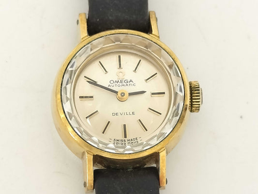 OMEGA De Ville Stainless Steel/Leather/AT Silver Dial Women's Watch