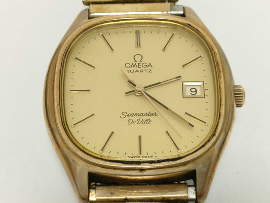 OMEGA Seamaster De Ville Stainless Steel/GP/QZ Gold Dial Non-Working/No Operational Guarantee Boys' Watch