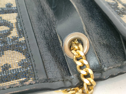 Dior Trotter Christian Dior Trotter Canvas Chain Shoulder Bag Navy x Beige Shoulder Bag