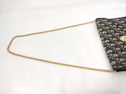 Dior Trotter Christian Dior Trotter Canvas Chain Shoulder Bag Navy x Beige Shoulder Bag