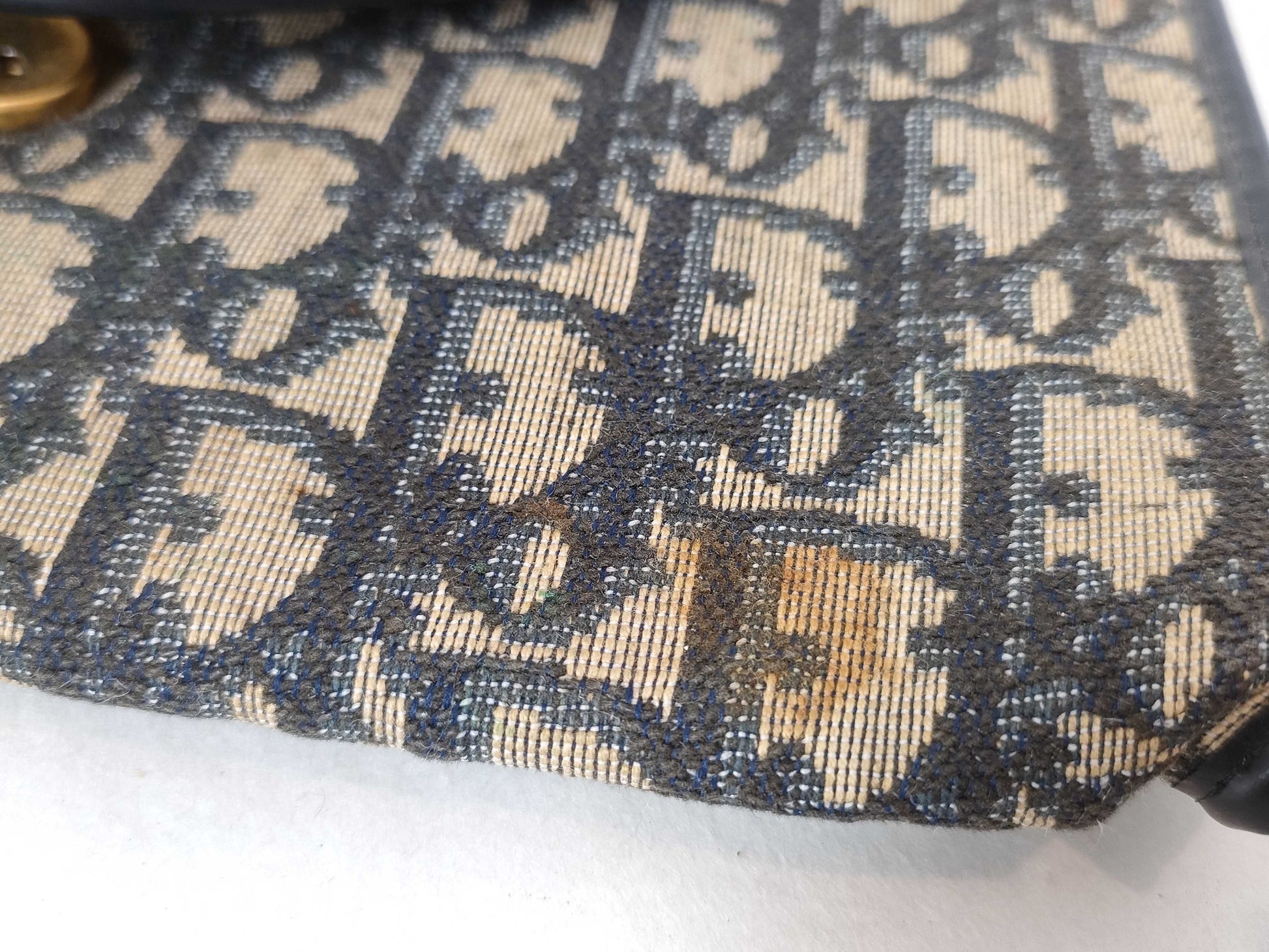 Dior Trotter Christian Dior Trotter Canvas Chain Shoulder Bag Navy x Beige Shoulder Bag