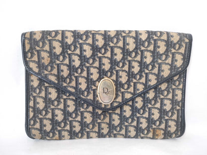 Dior Trotter Christian Dior Trotter Canvas Chain Shoulder Bag Navy x Beige Shoulder Bag