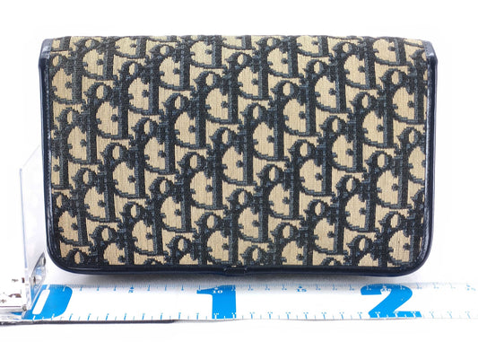 Dior Trotter Christian Dior Trotter Canvas Clutch Bag Navy x Beige