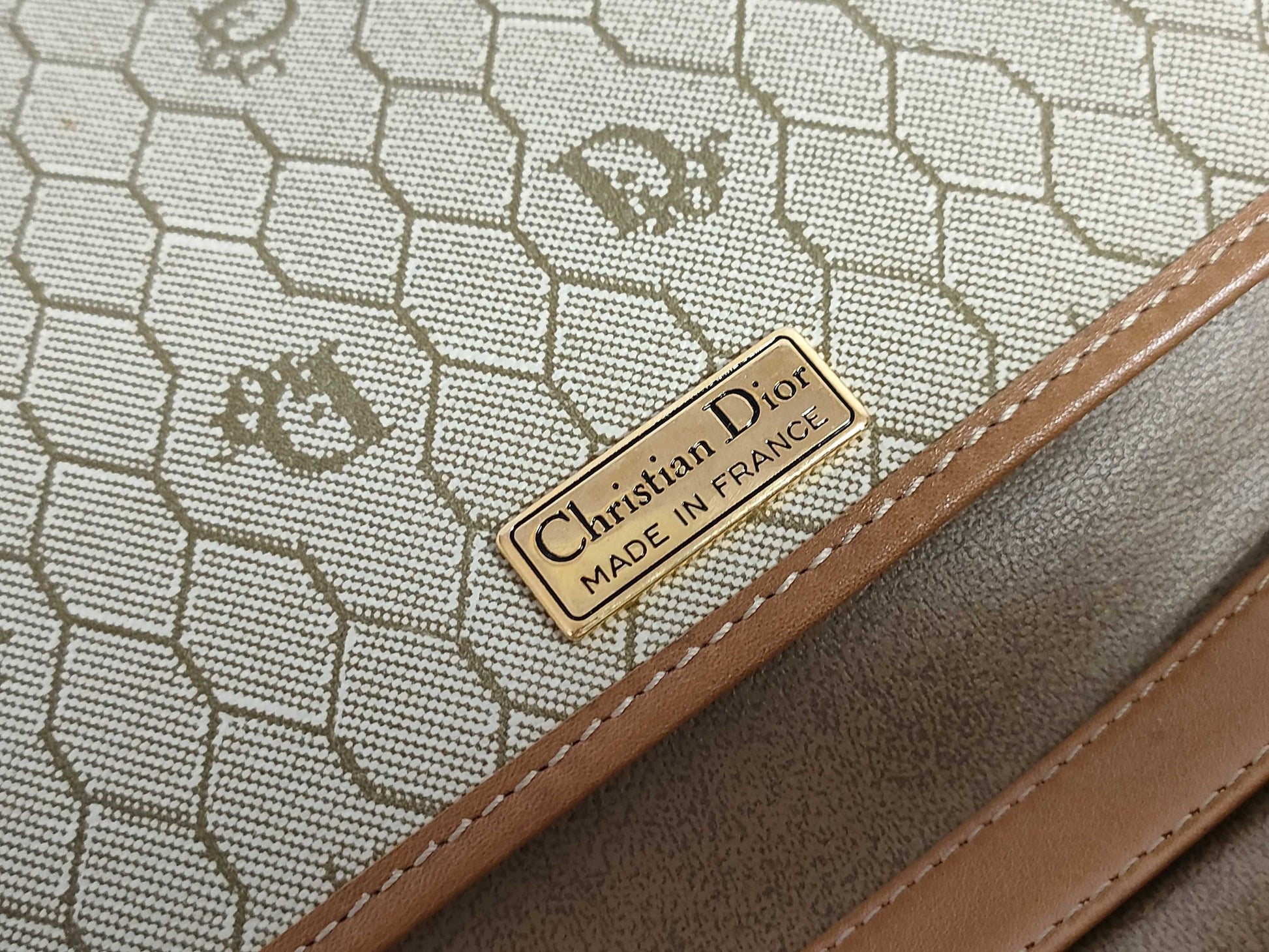 Dior Christian Dior Honeycomb PVC Shoulder Bag Mocha