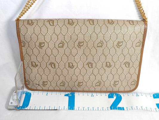 Dior Christian Dior Honeycomb PVC Shoulder Bag Mocha