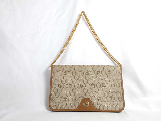 Dior Christian Dior Honeycomb PVC Shoulder Bag Mocha