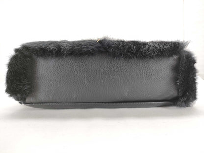 VERSACE Versace fur and leather shoulder bag, black shoulder bag