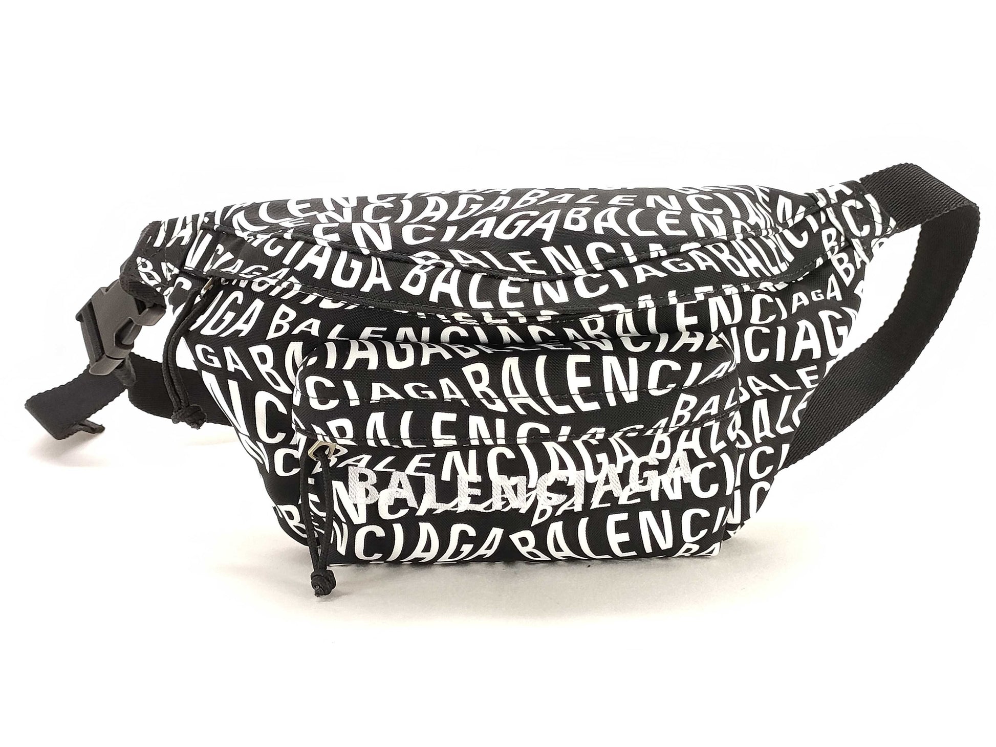 BALENCIAGA All-Over Print Nylon Canvas Waist Bag 533009.1060.W・002123 White/Black Waist Bag