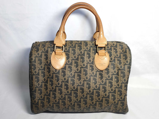 Dior Christian Dior Trotter PVC and Leather Handbag, Brown and Navy