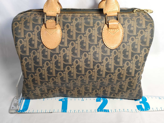 Dior Christian Dior Trotter PVC and Leather Handbag, Brown and Navy