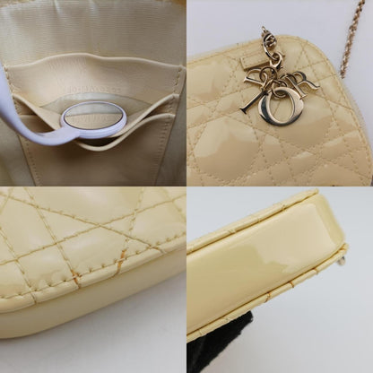 Dior Lady Dior Cannage Phone Holder Yellow Patent 56-MA-0291 Shoulder Bag