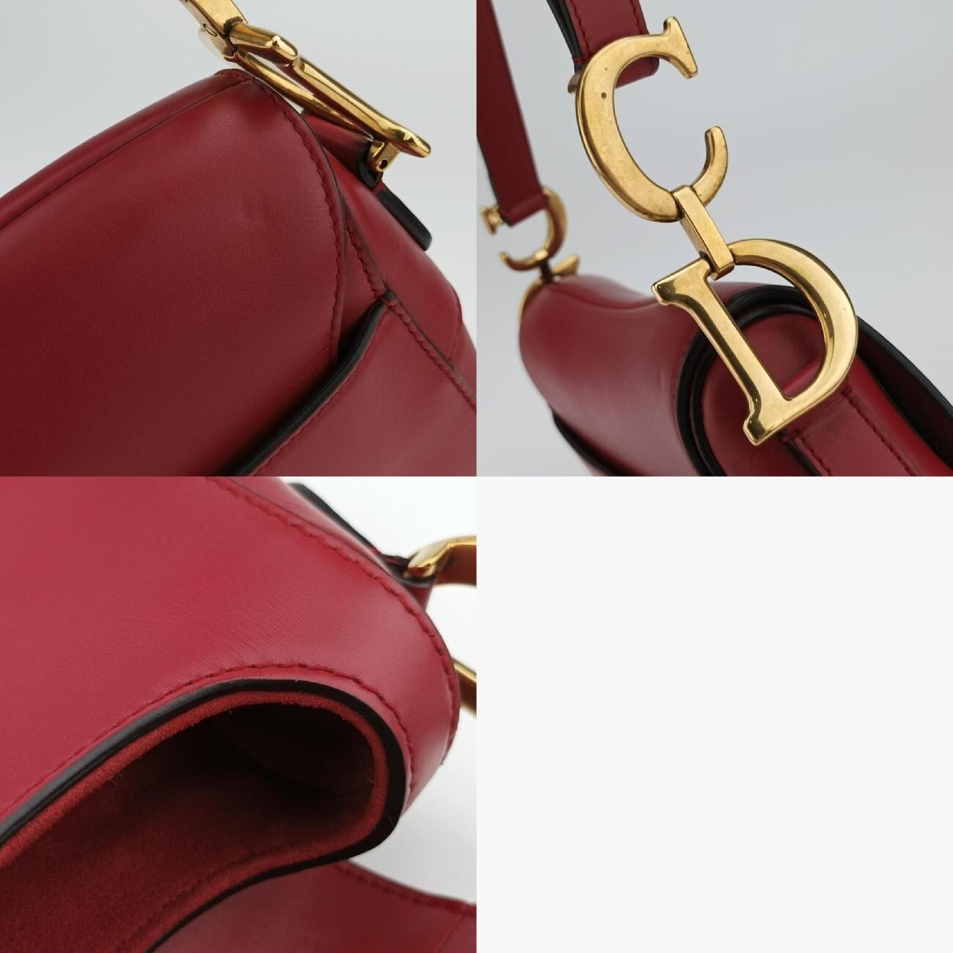 Dior Saddle Bag Red Leather 09-MA-1118 Handbag