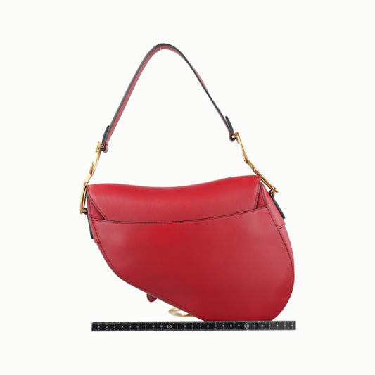 Dior Saddle Bag Red Leather 09-MA-1118 Handbag