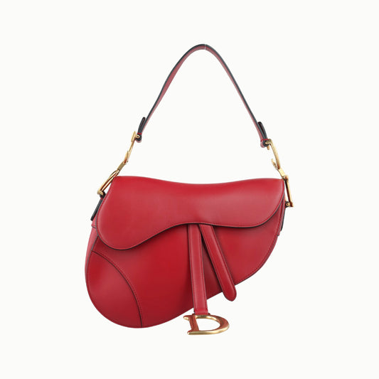 Dior Saddle Bag Red Leather 09-MA-1118 Handbag