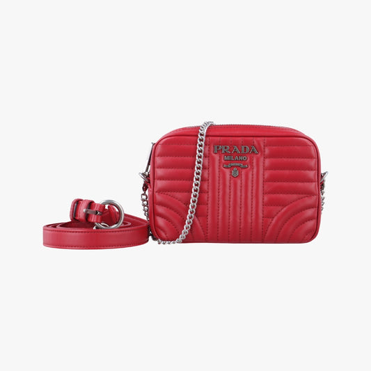 PRADA Diagram Red Leather 1BH084260 8 Waist Bag