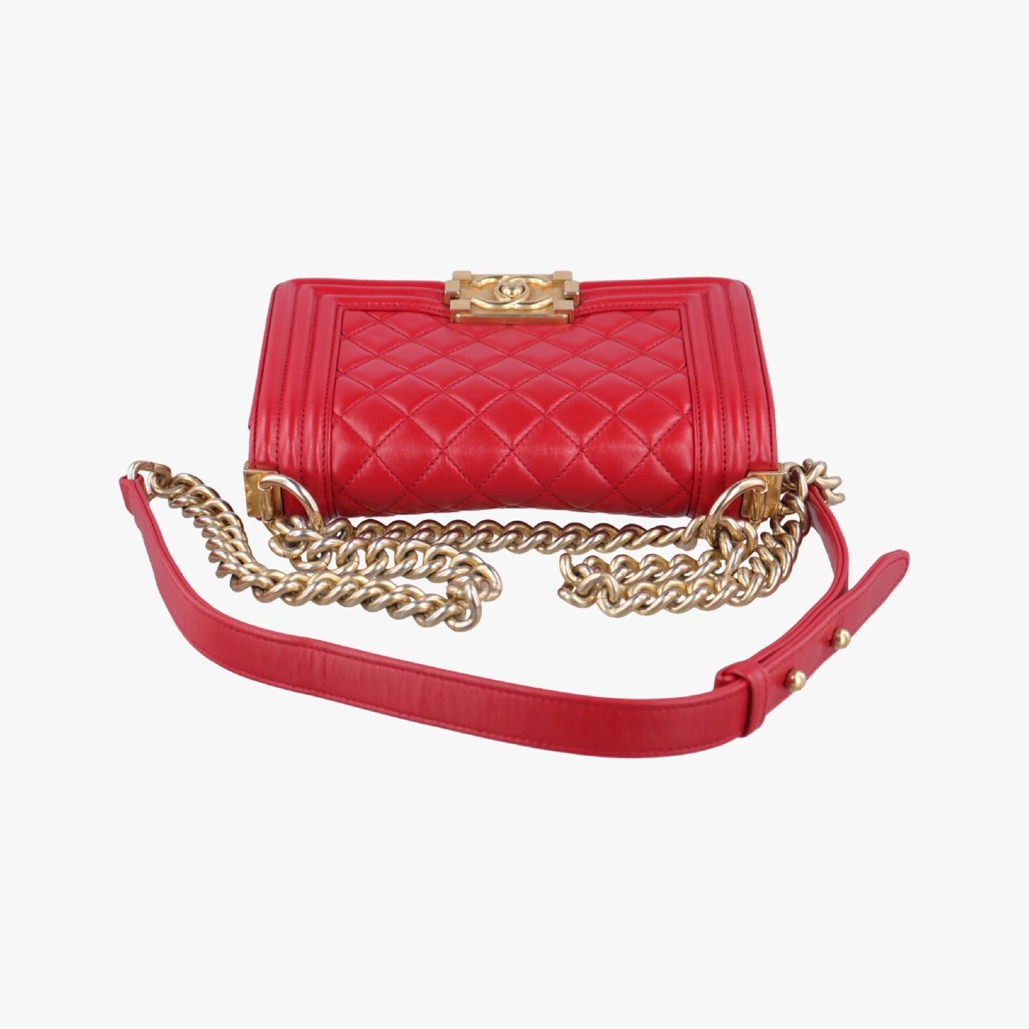 CHANEL Boy Chanel Red Lambskin Shoulder Bag A6708521166403