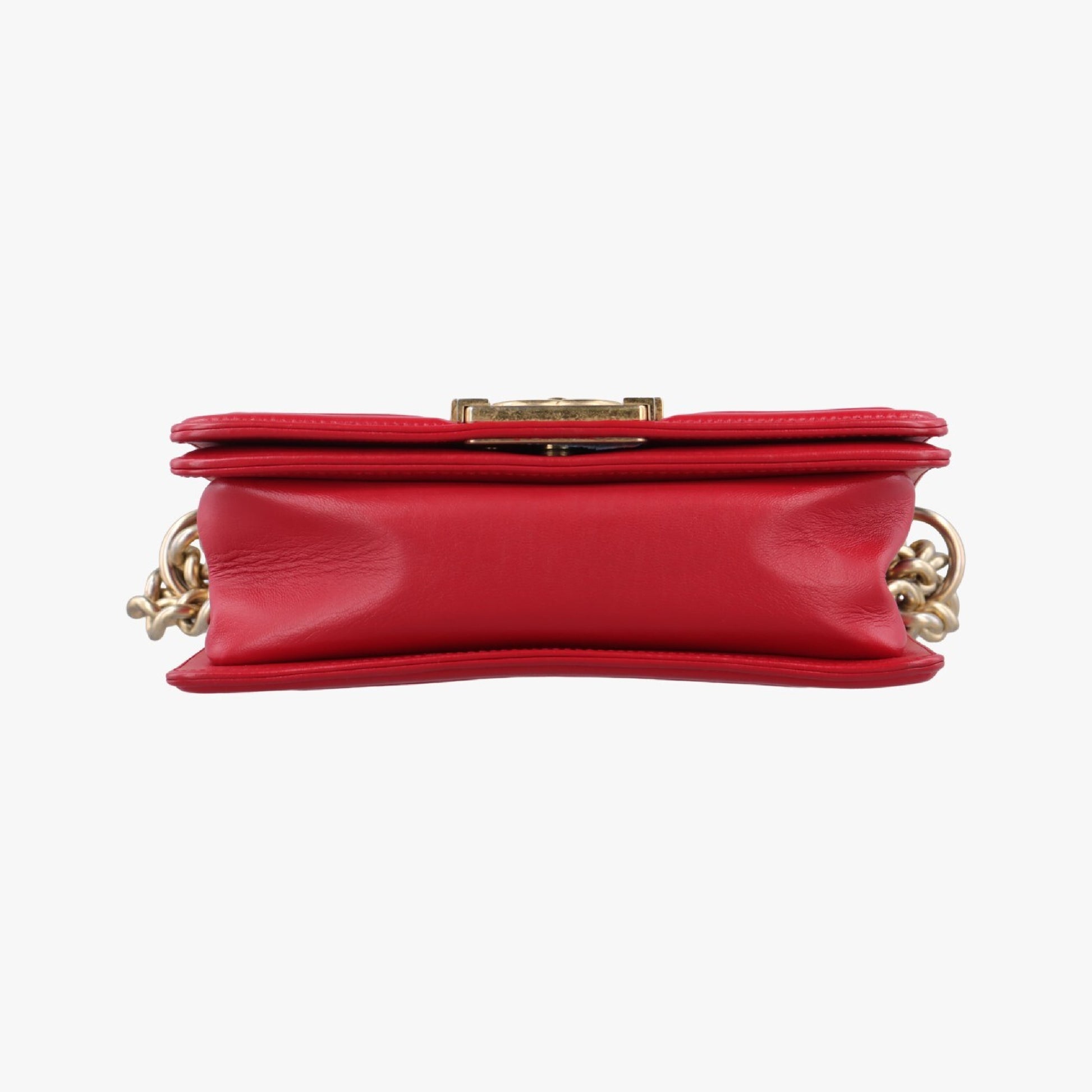 CHANEL Boy Chanel Red Lambskin Shoulder Bag A6708521166403