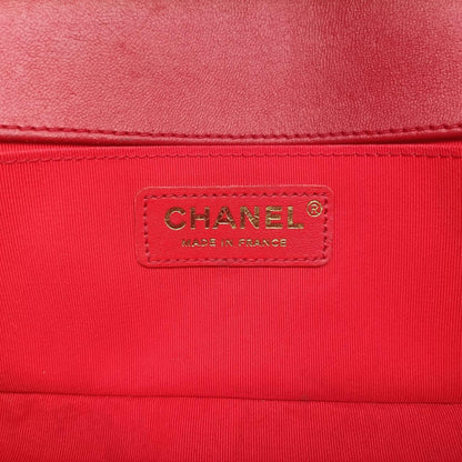 CHANEL Boy Chanel Red Lambskin Shoulder Bag A6708521166403
